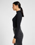 Lee Women's Ribbed Long Sleeve High Henley In Unionall Black